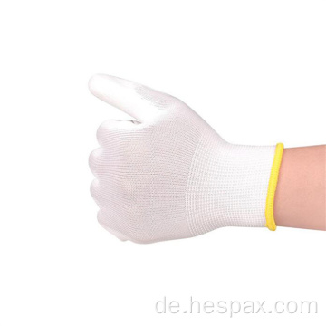 Hespax Polyester 13 Gauge PU -Palmenbeschichtungshandschuhe
